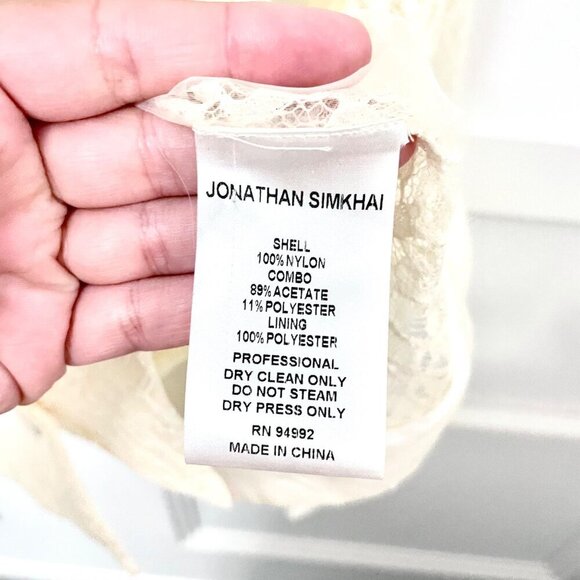 JONATHAN SIMKHAI Janice Lace Long Sleeve Button Front Shirt Ivory Size S - Picture 7 of 10